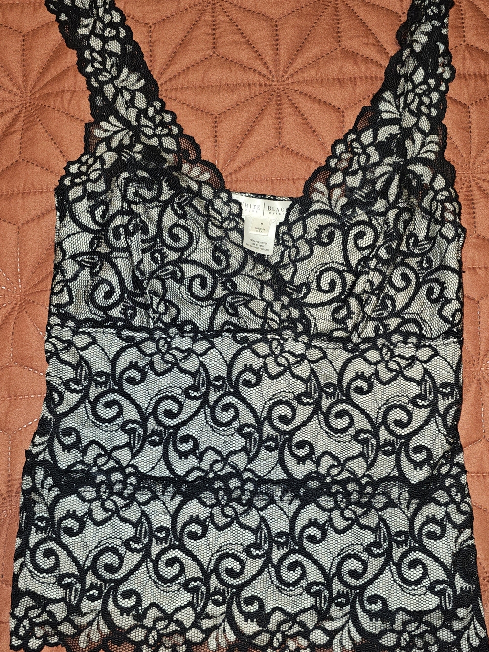 White House Black Market Black Lace Overlay Tank